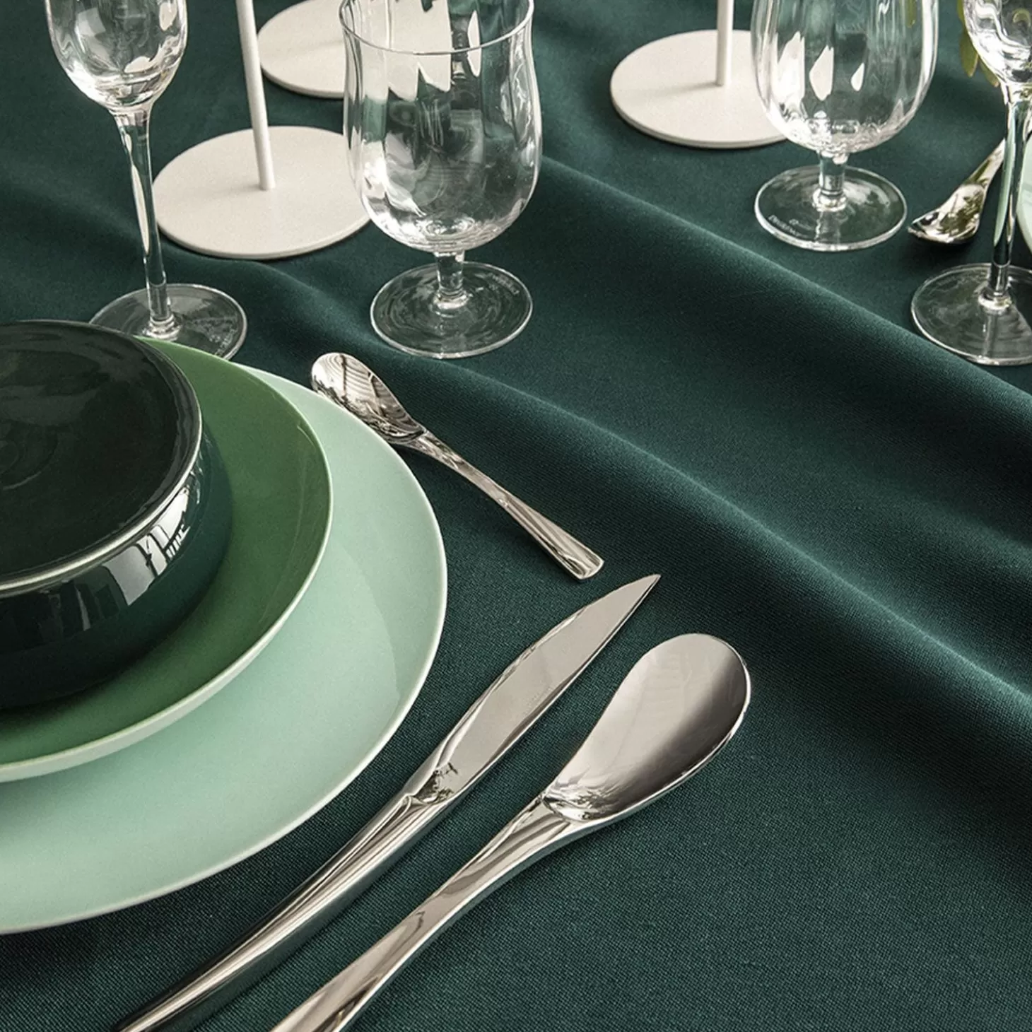 Tablecloths<Degrenne Emerald Green Cotton & Linen Shades